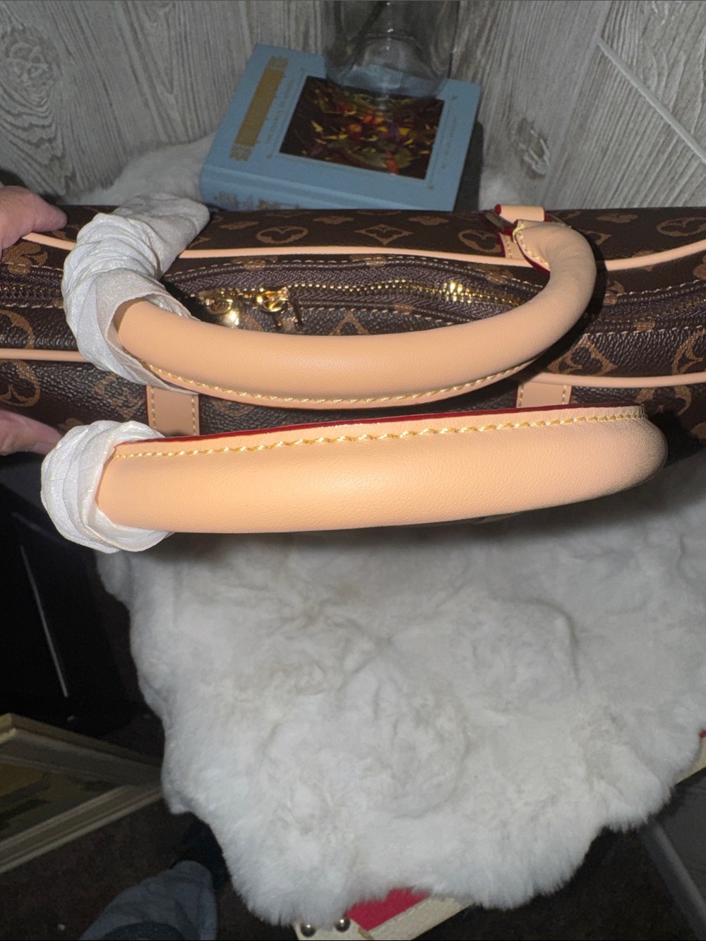Dark Brown Monogram Laptop Briefcase with Tan Trim - Picture 7 of 7